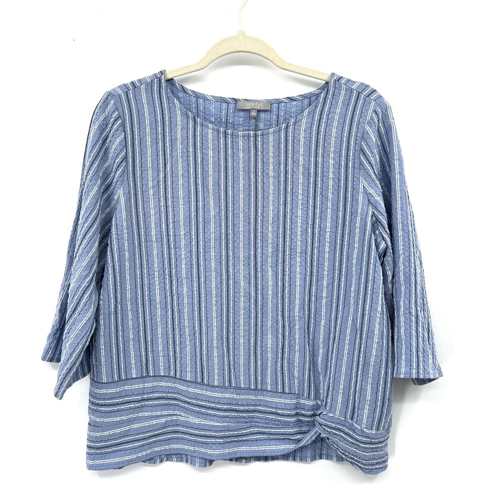 Habitat clothes to live in blue striped lagenlook boho top coastal grandma S